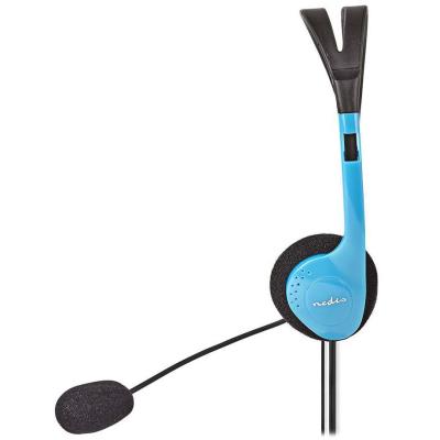 NEDIS headset CHST100BU/ drátová sluchátka + mikrofon/ 2x 3,5 mm jack/ kabel 2 m/ modrý