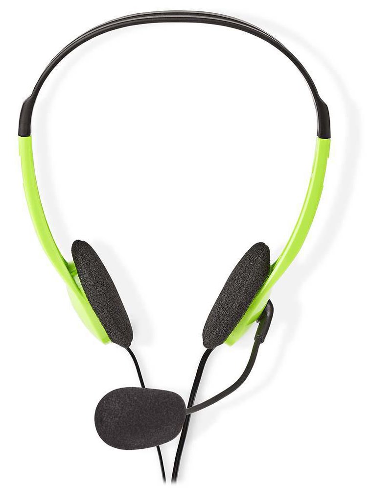 NEDIS headset CHST100GN/ drátová sluchátka + mikrofon/ 2x 3,5 mm jack/ kabel 2 m/ zelený