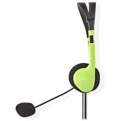 NEDIS headset CHST100GN/ drátová sluchátka + mikrofon/ 2x 3,5 mm jack/ kabel 2 m/ zelený