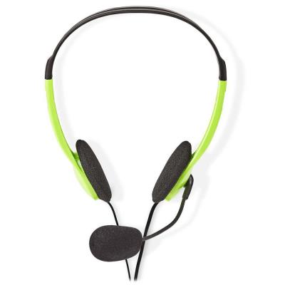 NEDIS headset CHST100GN/ drátová sluchátka + mikrofon/ 2x 3,5 mm jack/ kabel 2 m/ zelený