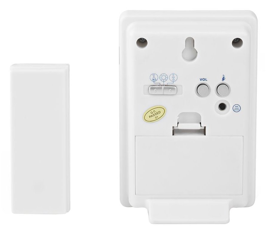 NEDIS sada bezdrátového domovního zvonku/ napájení na baterii/ 36 melodií/ dosah 300 m/ 80 dB/ bílá