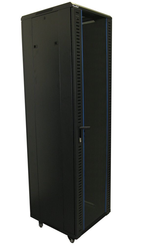 XtendLan 42U/600x800 stojanový, černý, skleněné dveře, plná záda