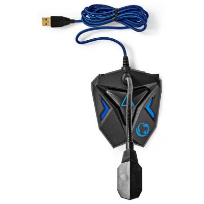 NEDIS stolní herní mikrofon/ ohebné rameno/ tlačítko ztlumení/ USB/ 3,5mm jack/ citlivost -30dB/ černo-modrý