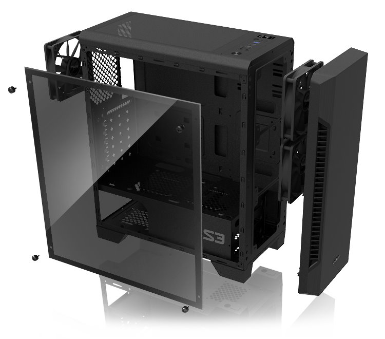 Zalman skříň S3 TG / Middle tower / ATX / USB 3.0 / USB 2.0 / temperované sklo