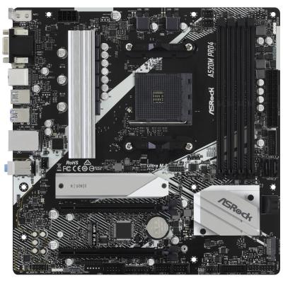 ASRock A520M PRO4 / AMD A520 / AM4 / 4x DDR4 DIMM / M.2 / VGA / HDMI / DP / USB-C / mATX