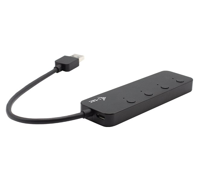 i-tec USB HUB METAL/ 4 porty/ USB 3.0/ tlačítko On/Off pro zapnutí a vypnutí/ kovový/ černý