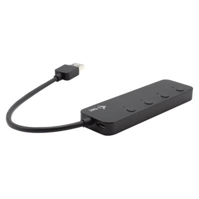 i-tec USB HUB METAL/ 4 porty/ USB 3.0/ tlačítko On/Off pro zapnutí a vypnutí/ kovový/ černý