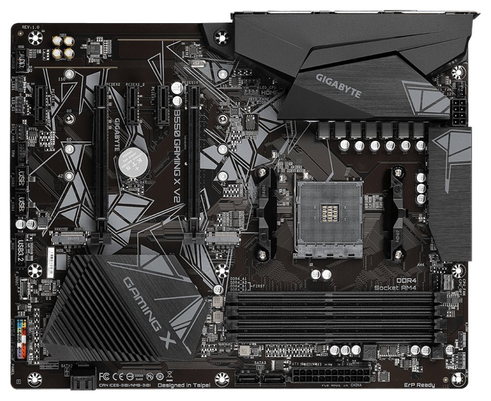 GIGABYTE B550 GAMING X V2 / AMD B550 / AM4 / 4x DDR4 / 2x M.2 / DVI-D / HDMI / ATX