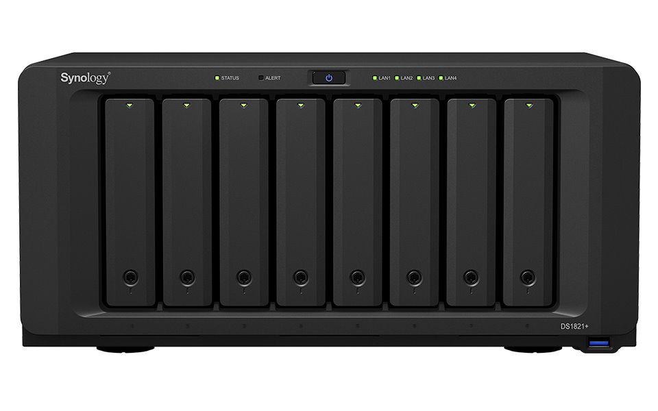 Synology DS1821+   8x SATA, 4GB RAM, 2x M.2, 4x USB3.0, 2x eSATA, 4x Gb LAN, 1x PCIe