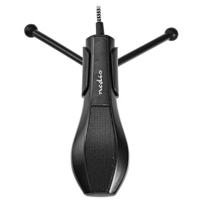 NEDIS stolní všesměrový mikrofon/ duální kondenzátor/ s tříramenným stojanem/ USB/ citlivost -38dB/ černý
