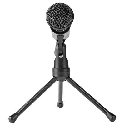 NEDIS stolní všesměrový mikrofon/ tlačítko ON/OFF/ s tříramenným stojanem/ 3,5mm jack/ citlivost -30dB/ černý