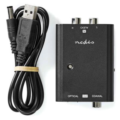 NEDIS převodník stereofonního zvuku na digitální/ 1cestný/ 2x zásuvka RCA (Stereo)/ zásuvka RCA + zásuvka Toslink/ černý