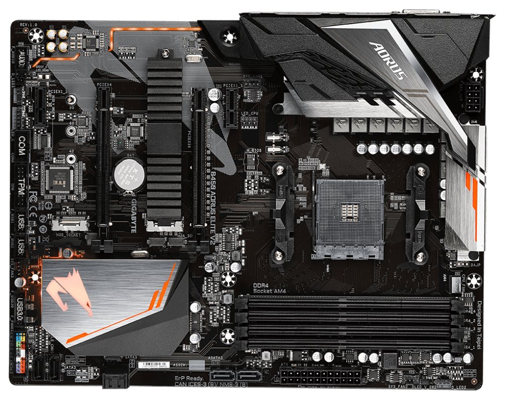 GIGABYTE B450 AORUS ELITE V2 / AMD B450 / AM4 / 4x DDR4 / DVI-D / HDMI / M.2 / ATX