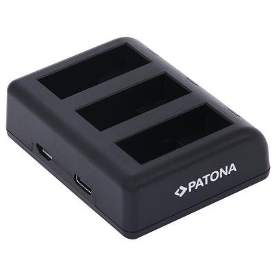 PATONA nabíječka pro digitální kameru Triple GoPro Hero 9/Hero 10/Hero 11/Hero 12/ AHDBT901/ micro USB/ USB-C