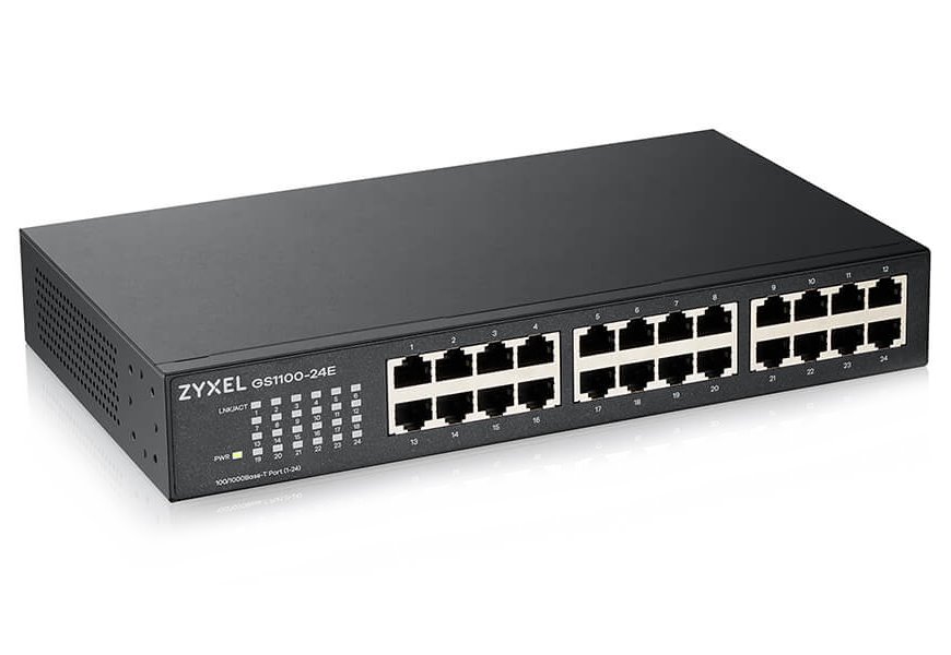 ZyXEL GS1100-24E, 24-port 10/100/1000Mbps Gigabit Ethernet switch v3, Fanless,  desktop