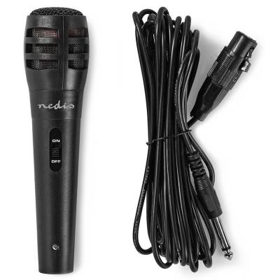 NEDIS kabelový mikrofon/ Kardioid/ odnímatelný kabel 5m/ 600 Ohm/ -75 dB/ jack 6.35 mm/ vypínač/ ABS/ černý