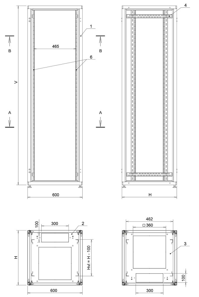Solarix rozvaděč 19" LC-50 42U 600x600, RAL 7035