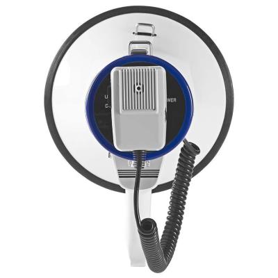 NEDIS megafon/ rozsah 1500m/ hlasitost 135dB/ odnímatelný mikrofon/ vestavěná siréna/ ramenní popruh/ bílo-modrý