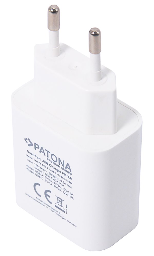 PATONA napájecí adaptér pro tablet PC/Smartphone/ 5V/3.0A/ 18W/ konektor USB/USB-C/ bílý/ Power delivery
