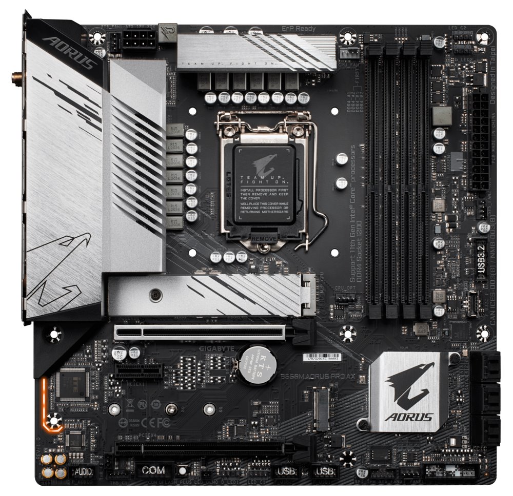 GIGABYTE B560M AORUS PRO AX / Intel B560 / LGA1200 / 4x DDR4 / 2x M.2 / HDMI / DP / USB-C / WiFi / mATX