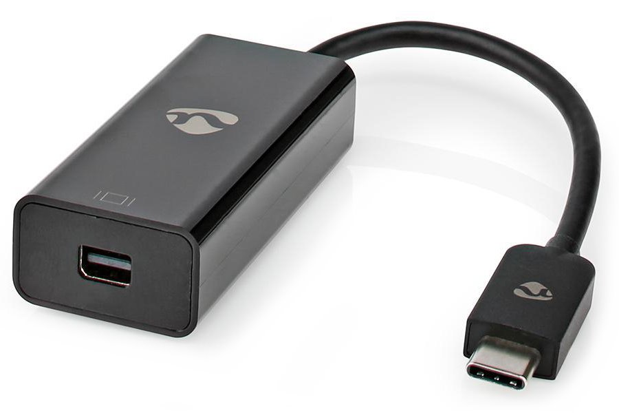 NEDIS kabelový adaptér USB 3.2 Gen 1/ USB-C zástrčka - Mini DisplayPort zásuvka/ kulatý/ černý/ 20cm