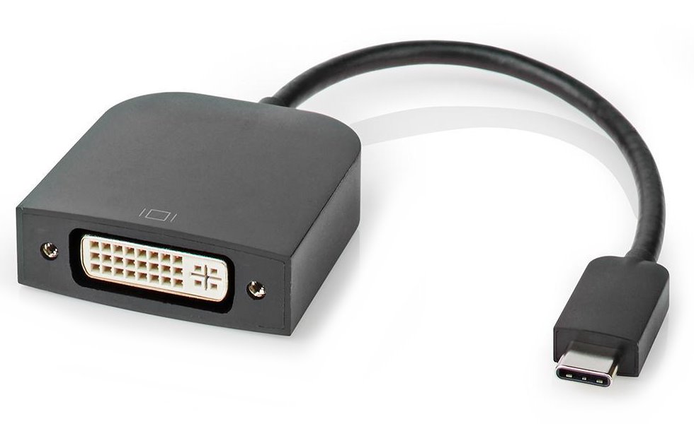 NEDIS kabelový adaptér USB 3.2 Gen 1/ USB-C zástrčka - DVI-D 24+1 zásuvka/ kulatý/ černý/ 20cm