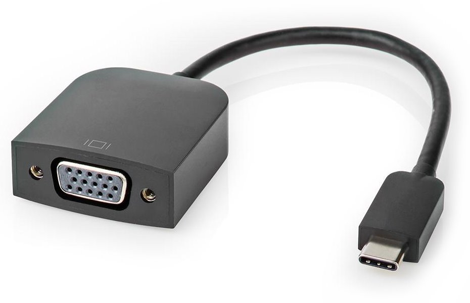 NEDIS kabelový adaptér USB 3.2 Gen 1/ USB-C zástrčka - VGA (D-SUB) zásuvka/ kulatý/ černý/ 20cm