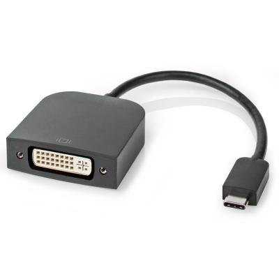 NEDIS kabelový adaptér USB 3.2 Gen 1/ USB-C zástrčka - DVI-D 24+1 zásuvka/ kulatý/ černý/ 20cm