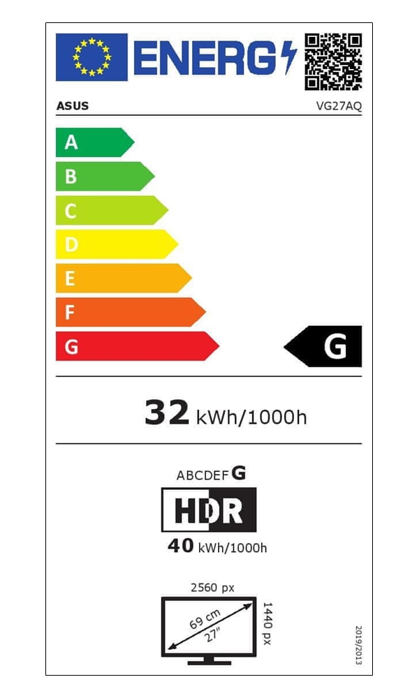 ASUS 27" LED VG27AQ / 2560x1440/ IPS/ 16:9/ 1ms/ 350cd/m2/ 165Hz/ DP/ 2x HDMI/ PIVOT/ repro