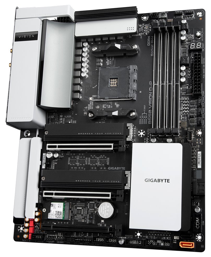 GIGABYTE B550 VISION D-P / AMD B550 / AM4 / 4x DDR4 / 2x M.2 / HDMI / DP / USB-C / WiFi / ATX