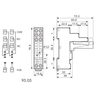 Solarmi patice relé Finder 95.05, 40/44, 99.02, 1P/2P