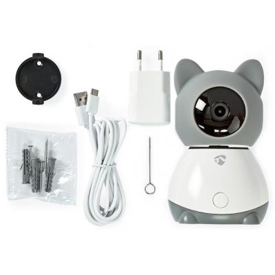 NEDIS IP kamera/ Wi-Fi/ vnitřní/ 1080p/ Micro SD/ Cloud/ snímač pohybu/ náklon/ noční vidění/ Android/ iOS/ šedo-bílá