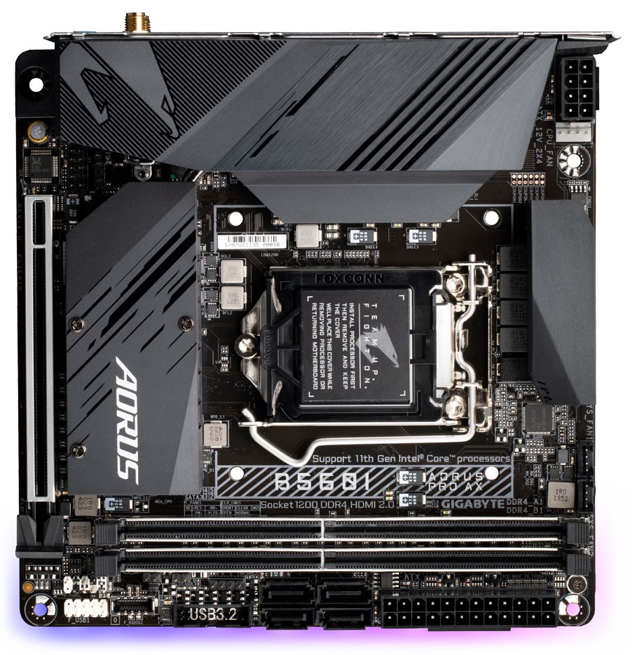 GIGABYTE B560I AORUS PRO AX / Intel B560 / LGA1200 / 2x DDR4 / 2x M.2 /  HDMI / DP / USB-C / WiFi /  Mini-ITX