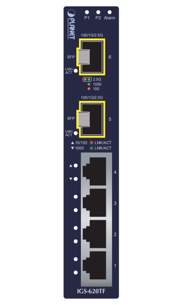 Planet IGS-620TF Průmyslový Switch 4x 10/100/1000Base-T, 2x 100/1G/2.5GBase-X SFP, -40~+75°C