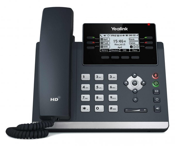 Yealink SIP-T42U IP telefon, 6x SIP, CZ/SK displej, 2x GbE port, PoE, Opus HD kodek, 15 programovatelných tlačítek