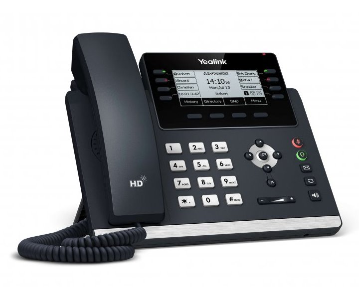 Yealink SIP-T43U IP telefon, 12x SIP, CZ/SK displej, 2x GbE port, PoE, Opus HD kodek, 21 programovatelných tlačítek