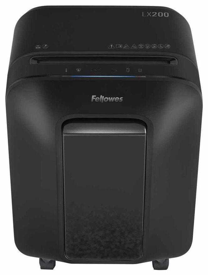 FELLOWES skartovač LX 200/ křížový řez 4x12mm/ objem koše 22 l/ stupeň utajení P-4 (důvěrné)/ černý