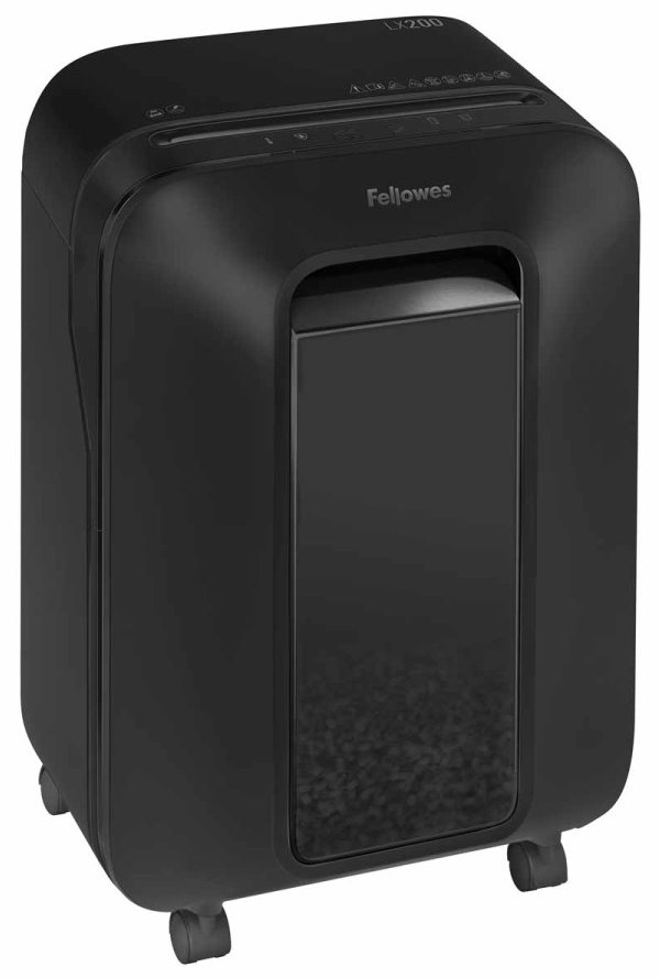 FELLOWES skartovač LX 200/ křížový řez 4x12mm/ objem koše 22 l/ stupeň utajení P-4 (důvěrné)/ černý
