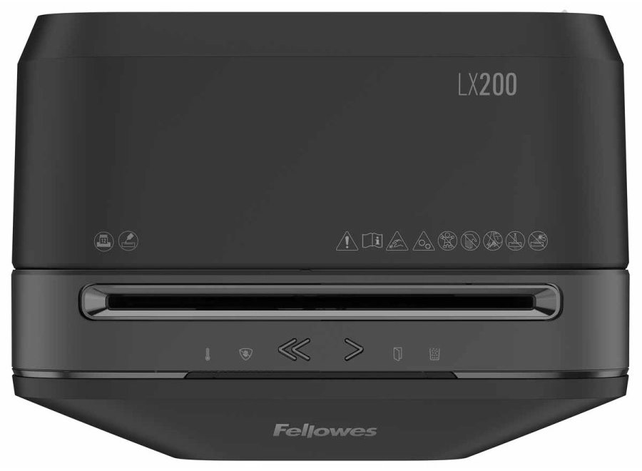 FELLOWES skartovač LX 200/ křížový řez 4x12mm/ objem koše 22 l/ stupeň utajení P-4 (důvěrné)/ černý