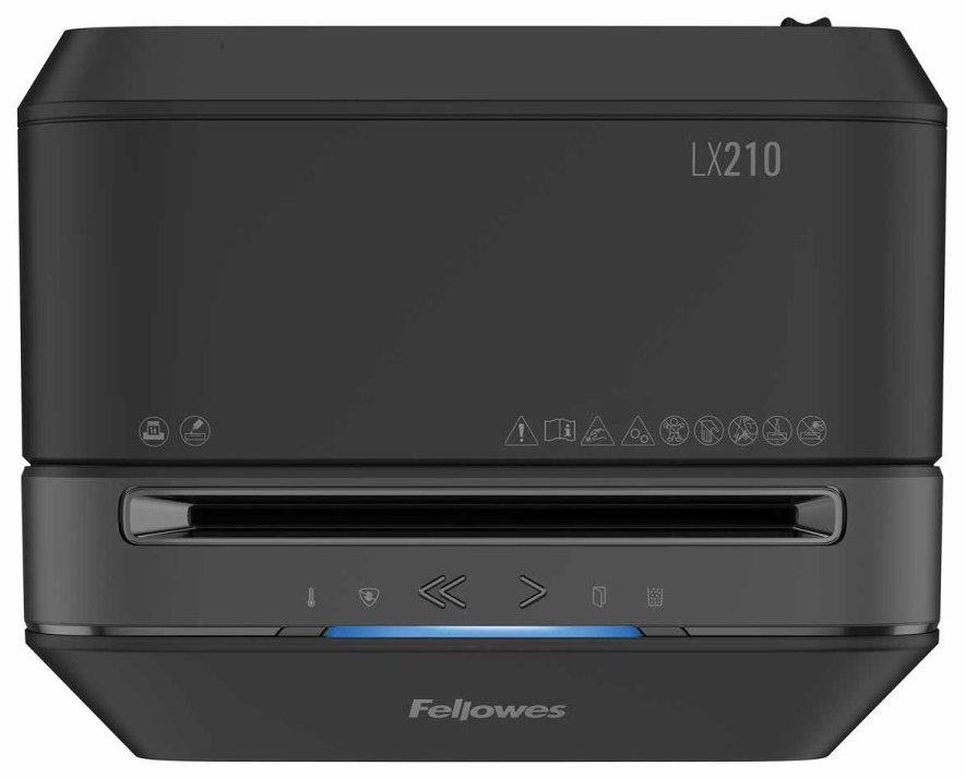 FELLOWES skartovač LX 210/ křížový řez 4x12mm/ objem koše 23 l/ stupeň utajení P-4 (důvěrné)/ černý