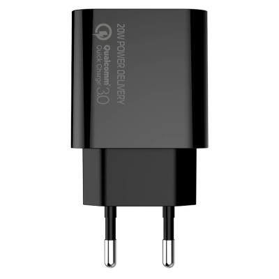 COLORWAY 1x USB a 1x USB-C/ síťová nabíječka/ 20W/ 100V-240V/ Černá