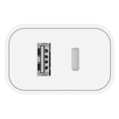 COLORWAY 1x USB a 1x USB-C/ síťová nabíječka/ 20W/ 100V-240V/ Bílá