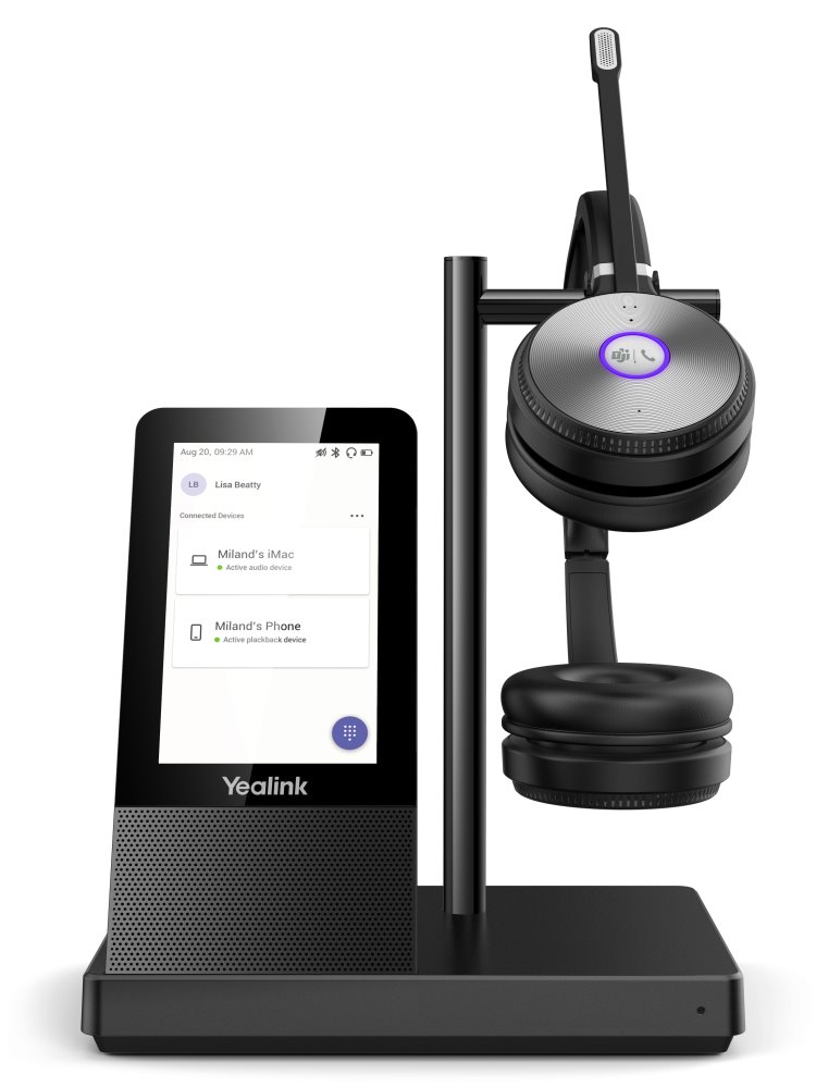 Yealink WH66 Dual náhlavní souprava, DECT, dvouušní, bezdrátové, MS Teams, multifunkční základnová stanice