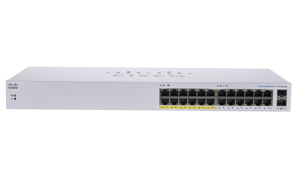 Cisco CBS110-24PP-EU 24-port GE Unmanaged Switch, 12x PoE, 2x 1G SFP Shared