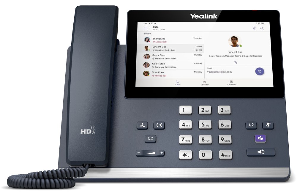 Yealink MP56 IP telefon, 7" barevný IPS LCD dotykový displej, BT+WiFi, 2x GbE RJ45, PoE, Teams/SfB