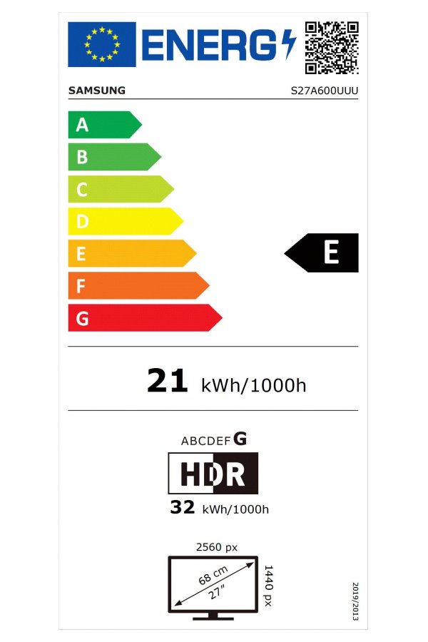 Samsung S60UA 27" / QHD 2560x1440 / 16:9 / IPS / 5ms / 75Hz / Jack/HDMI/DP/USB-C/USB/LAN/PIVOT/VESA