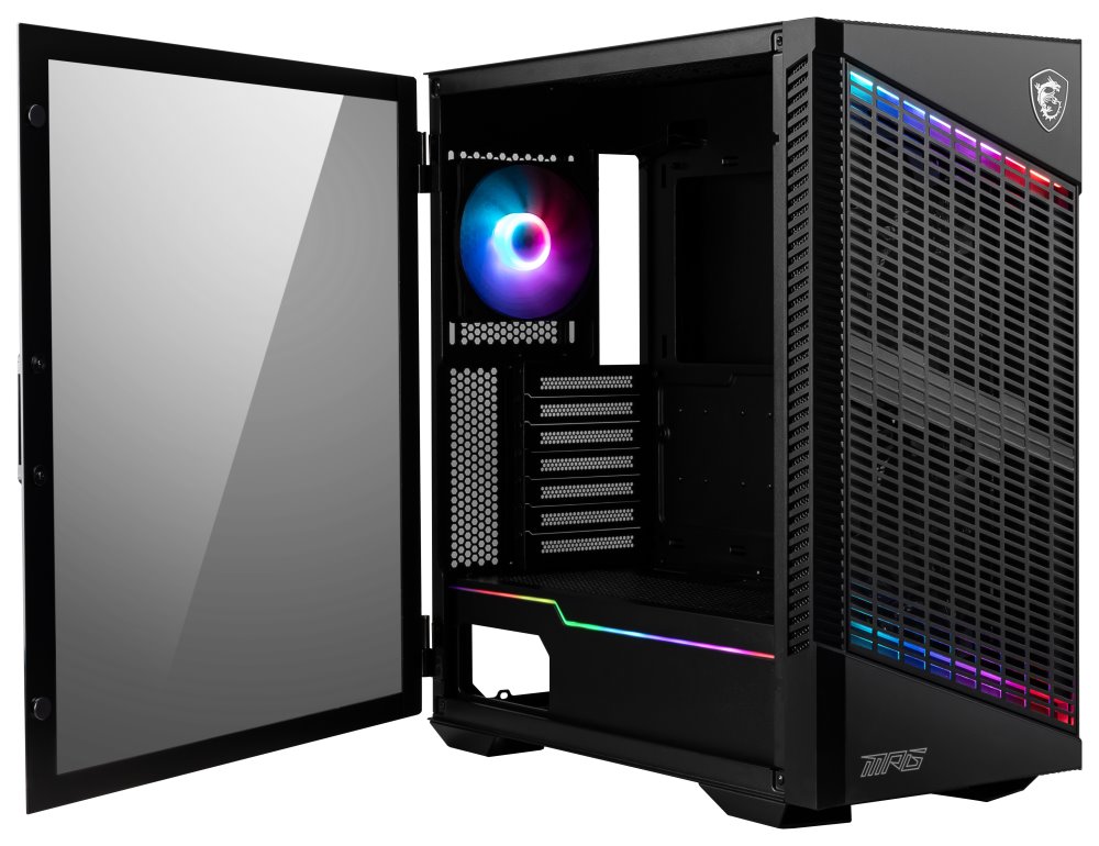 MSI skříň MPG VELOX 100P AIRFLOW/ bez zdroje/ levé temp. sklo/ 3x 120mm/ 1x 120mm ARGB/1x USB3.1 Type-C/2x USB3.0/ černá