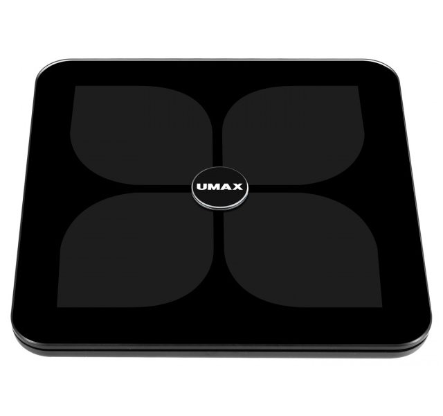 UMAX chytrá váha Smart Scale US20HRC / 0,2 – 180 kg/ Bluetooth 4.0/ 15 tělesných parametrů/ čeština/ černá
