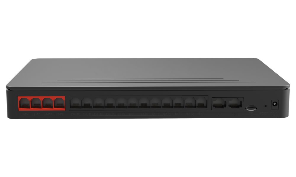 Yeastar S412, 8 FXS portů, 8 SIP účtů, 4 Trunky, 2 Ethernet porty