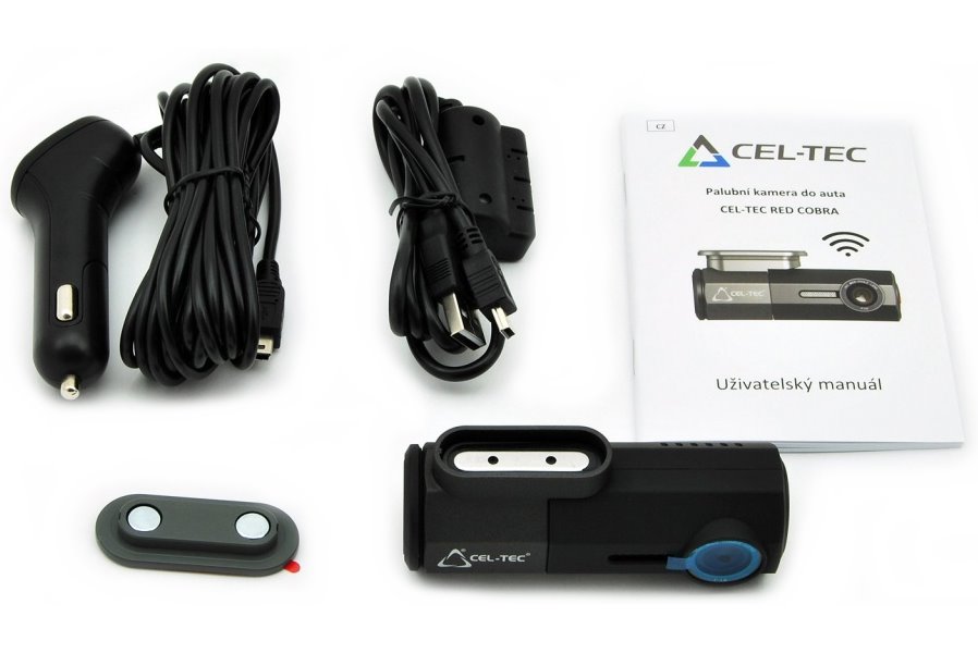 CEL-TEC palubní kamera do auta Red Cobra Wi-Fi Magnetic/1080p/WiFi/g senzor/magnetický držák/
